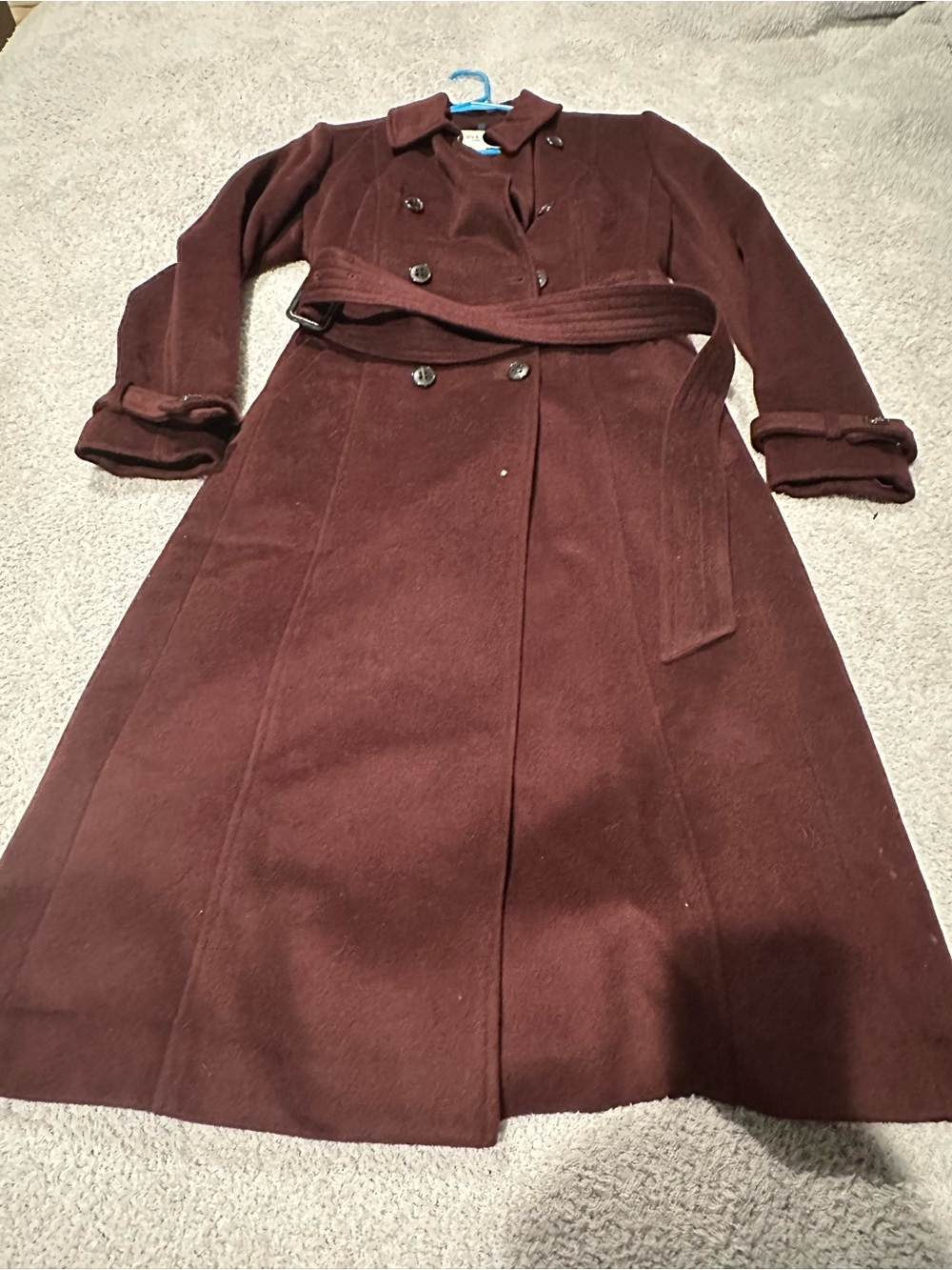 Cole Haan Women's Double-Breasted Long Sleeve Coat - Burgundy